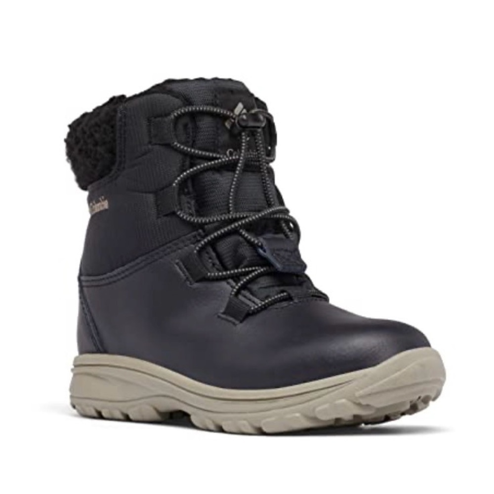 NWT Columbia Youth Moritza Waterproof Insulated Snow Boot, Black/Kettle, 4